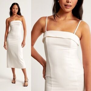 Abercrombie & Fitch Ivory Strapless Tailored Midi Dress Size Small